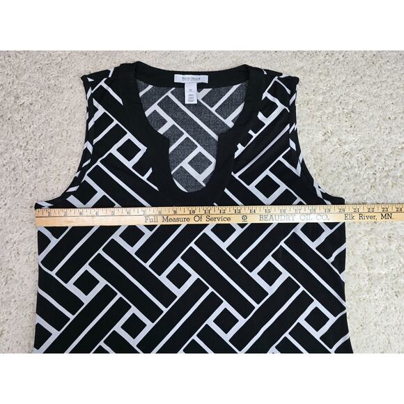 White House Black Market WHBM Black White Geometric Sleeveless Dress Size XL - Picture 3 of 8